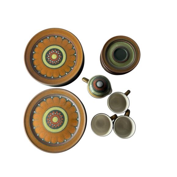 Vintage Mid Century Porta Celi Spain 19 Piece Set Pottery Hand Painted Ceramic - Picture 1 of 16